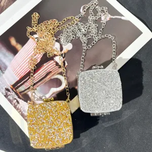 Mini Strass Abendtasche Damen Luxus Kristall Umhängetasche Metallkette Lippenstift Tasche