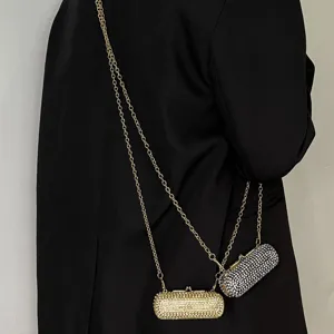 2025 New Mini Rhinestone Capsule Crossbody Bag Luxury Bling Evening Clutch Purse for Women