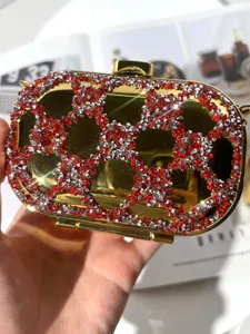 Luxury rhinestone crystal evening clutch bag mini acrylic crossbody shoulder bag for women.