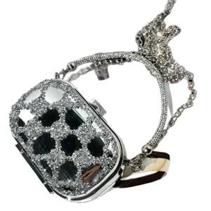 Luxury rhinestone mini crossbody evening bag, stylish crystal acrylic clutch purse for women.