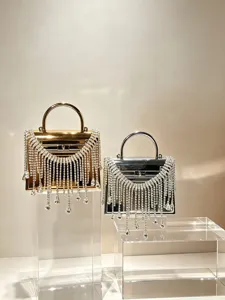 Acryl Strass Abendtasche Luxus metallische Kristall Fransen Handtasche für elegante Damen