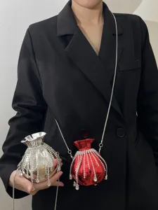 Metallische Strass-Quasten Geldbeutel Umhängetasche und Abendtasche Detailansicht.