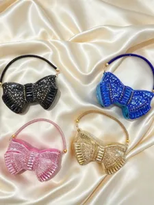 Crystal bow evening bag mini rhinestone clutch luxury party handbag for women sparkling purse