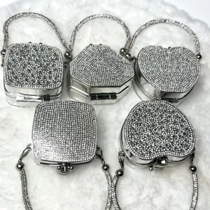 Mini Strass Abendtasche Glitzernde Kristall Umhängetasche für Damen Hochzeit Party Neu