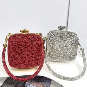 Glanzende acryl strass mini schoudertas, chique avondtas cosmetische crossbody tas.