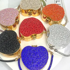 Luxus Strass Apfel geformte Mini Clutch Tasche Kristall Schultertasche farbige Abendtasche