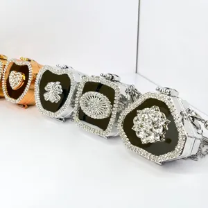 Borsa a Tracolla Personalizzata con Catena di Strass Borsa con Specchio da Trucco in Guscio Duro Acrilico per Donna