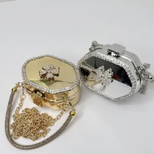 Mini Strass Kristall Clutch Tasche metallisch Acryl Umhängetasche für Damen Abendtasche
