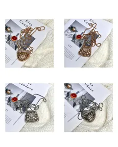 Kleine Strass Handtasche Anhänger Halskette Mode Metall Kette Schmuck chic Details