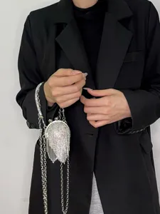 Mini Strass Fransen Umhängetasche Damen glänzende Kristall Bügelbeutel Handtasche Party