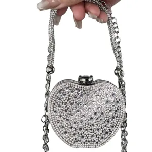 Mini Strass Apfel Clutch Tasche glitzernde Abendtasche Luxus Umhaengetasche Damen Tasche