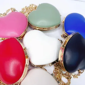 Herz PU Leder Umhängetasche Mini Abendtasche Süße Kette Schultertasche Damen Neu!
