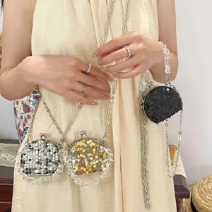 Damen Pailletten Münzbeutel mit Kette, stilvolle kleine Umhängetasche Clutch für den Alltag.