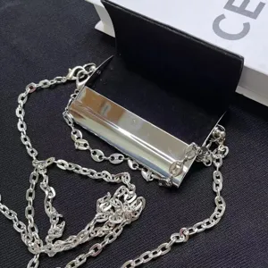 Sac bandoulière mini métallique argenté porte-carte élégante chaîne petite pochette