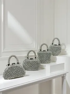 Silberne Strass-Abendtaschen Set, glitzernde Kristall-Umhängetaschen Damen Party.