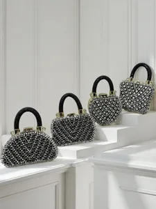 Strass Abendtasche Set, glamouröse Kristall Clutch Handtasche, stilvolle schwarze Damentasche.