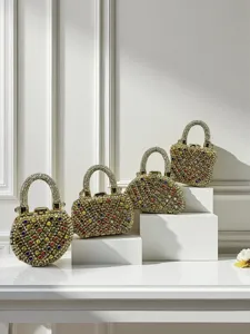 Elegante Strass Abendtasche Set, luxuriöse glänzende Kristall Henkeltasche Handtasche