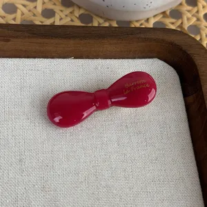 Kleine rote Acetat Schleife Haarklammer, süße französische Mini Entenschnabel Spange für Damen Haar.