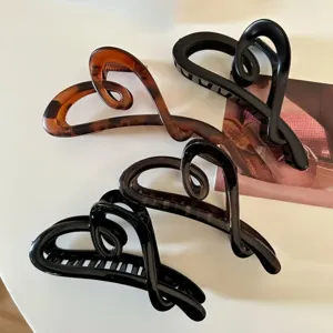 Set grandi mollette per capelli a cuore, eleganti pinze opache in resina per donne e ragazze.