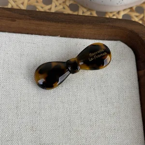 Französischer Vintage Acetat Schildpatt Schleife Haarclip, süße kleine Seitenkammspange.