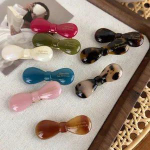 Französischer Stil Acetat Schleife Haarspange Goldetikett Kleine Entenschnabel Clip Süße Koreanische Haaraccessoires Damen