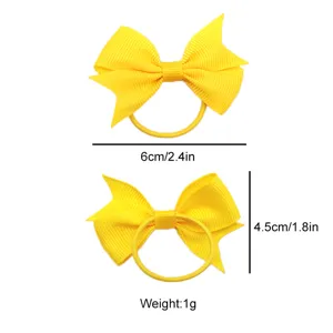 Élastique à cheveux nœud jaune pour enfants, joli ruban avec détails de taille.