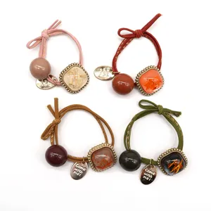 Élastiques à Cheveux Haute Élasticité de Style Coréen Pendentif Perles en Résine Bandeaux Cheveux Mode Navette Support Queue de Cheval Accessoires de Coiffure pour Femmes