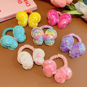 Lacci per capelli a farfalla con paillettes colorate, elastici graziosi per bambine e ragazze.