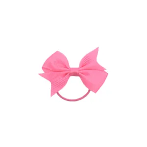Chouchou noeud ruban gros-grain rose pour enfants et femmes accessoires cheveux 6cm