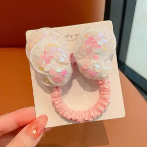 Elastico per capelli con fiocco di paillettes stile coreano accessorio molto grazioso