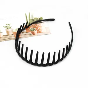 Schwarze Kunststoff Zahn Haarreif Welle rutschfest Haarschmuck einfach fur Damen Alltag.
