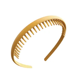 Matte Yellow Anti-Slip Tooth Headband Minimalist Face Washing Hair Hoop Daily Hair Accessory