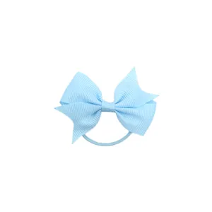 Élastique à cheveux ruban gros-grain bleu clair nœud hirondelle accessoire pour enfant
