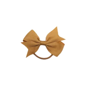 Joli élastique à cheveux nœud en ruban gros-grain unicolore pour enfants, accessoire tendance.