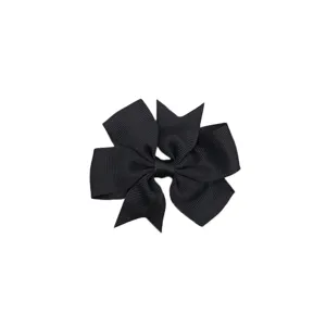 Barrette nœud papillon en ruban gros-grain noir, accessoire de cheveux uni de 3 pouces.