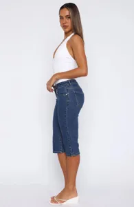 Women's elastic capri jeans casual denim trousers slim fit summer fashion stretch pants