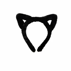 Serre-tête oreilles de chat en peluche noire, bandeau mignon pour se laver le visage.
