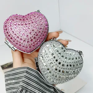 Wunderschöne Strass Herz Mini Umhängetasche Luxus glitzernde Lippenstift Schultertasche