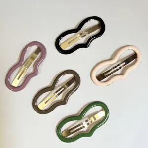 Set de 5 horquillas esmaltadas geométricas elegantes pasadores de metal para el pelo accesorios