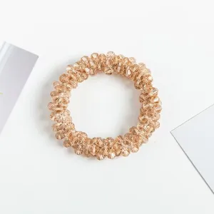 Champagne crystal hair tie sparkling bead elastic hair band and stylish bracelet dual use accessory