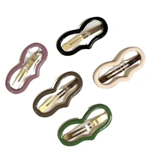 Set de 5 pinzas de pelo geométricas irregulares minimalistas de esmalte para uso diario.