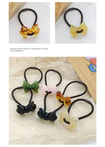 Candy color resin bow hair tie sweet cute ponytail holder daily hair accessories style