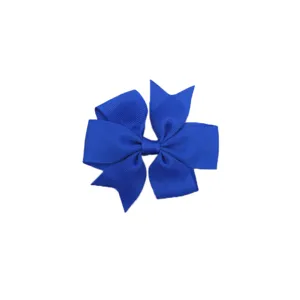 Détail de pince à cheveux nœud en ruban gros-grain bleu, nœud de 3 pouces pour enfant et bébé.