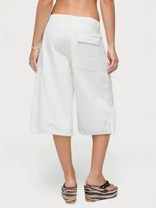 Donna bianco cargo capri pantaloncini casual vestibilita larga estate comodo streetwear