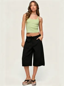 Donna estate casual cargo pantaloni capri larghi coulisse streetwear moda outfit principale