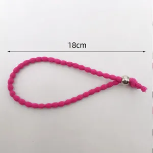 Coletero rosa de burbujas con cuenta plateada y 18cm, perfecto para trenzas y coletas.