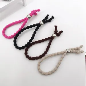 Goma del Pelo Ajustable para Mujer Soporte para Coleta Bubble Africano Cuerda para Pelo Elástica Con Cuenta de Metal Scrunchie de Tela Minimalista