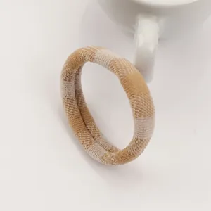 Earth tone plaid hair tie seamless towel scrunchie high elasticity comfortable for daily wear