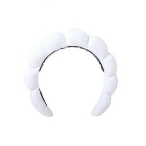 Weißes dickes Schwamm Stirnband, weiches Make-up Spa Kopfband, flauschiger Haarreif für Damen
