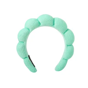 Mintgrüne Puffer Schwamm Haarreif Detail, flauschiges High-Top Spa Make-up Stirnband weich.